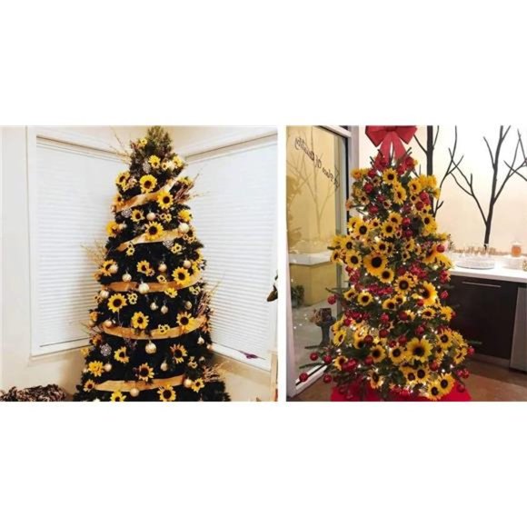 2 Pack 8.8FT Artificial Sunflower Garland with 100 LED Fairy String Lights, Vine - Picture 7 of 7